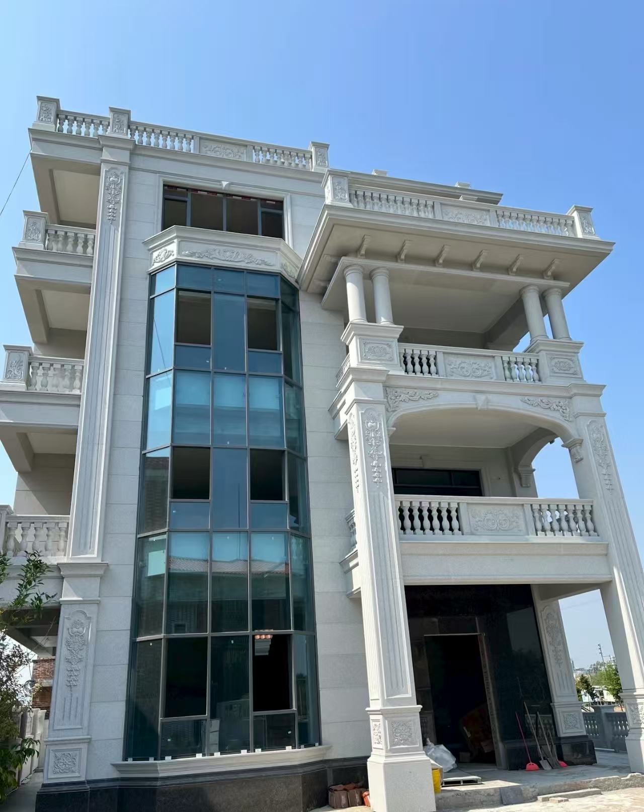 宿州 芝麻白花岗岩别墅外墙干挂效果展示