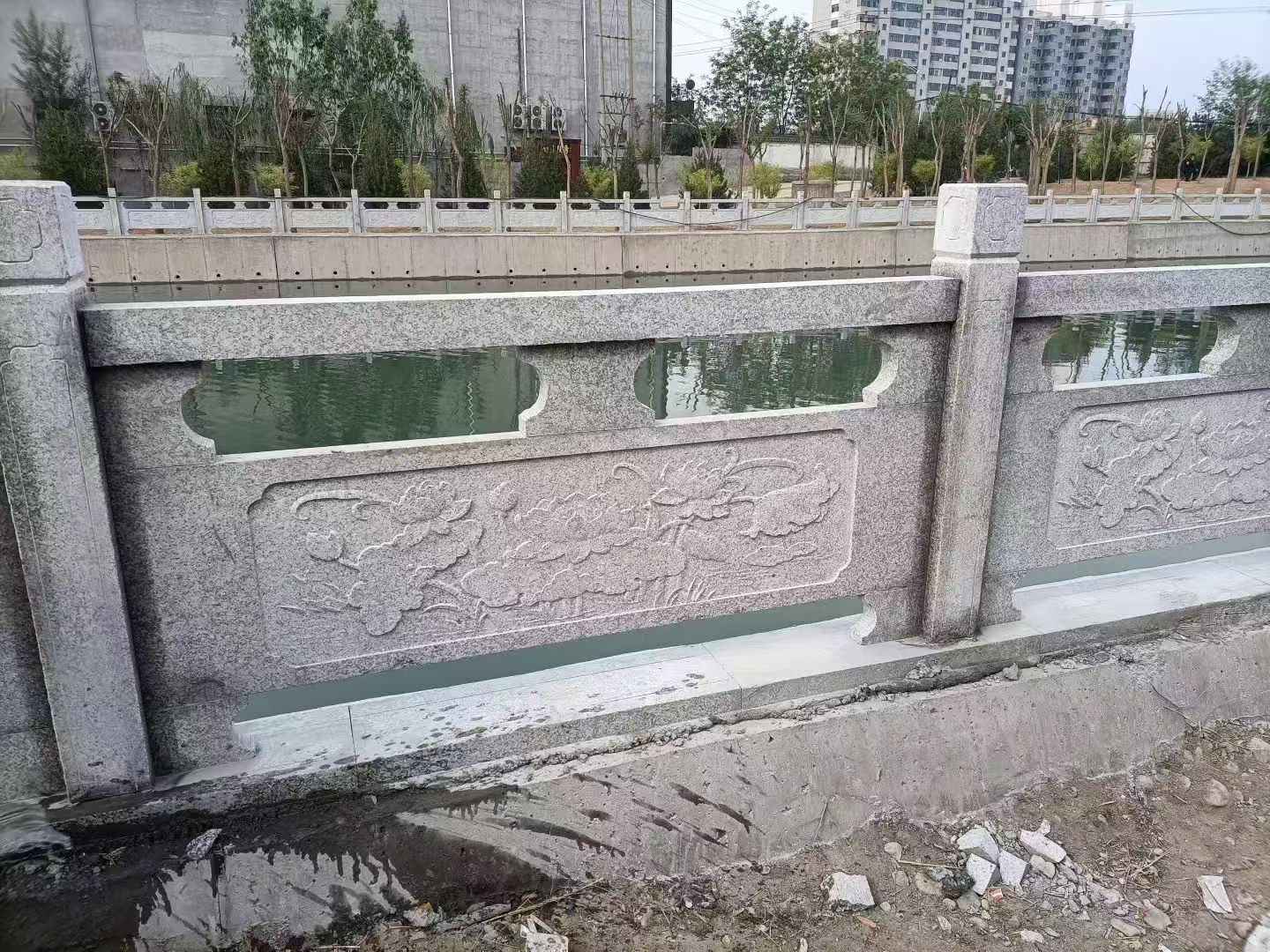 宿州 芙蓉白大花桥梁、河道，石材栏杆、围栏、护栏