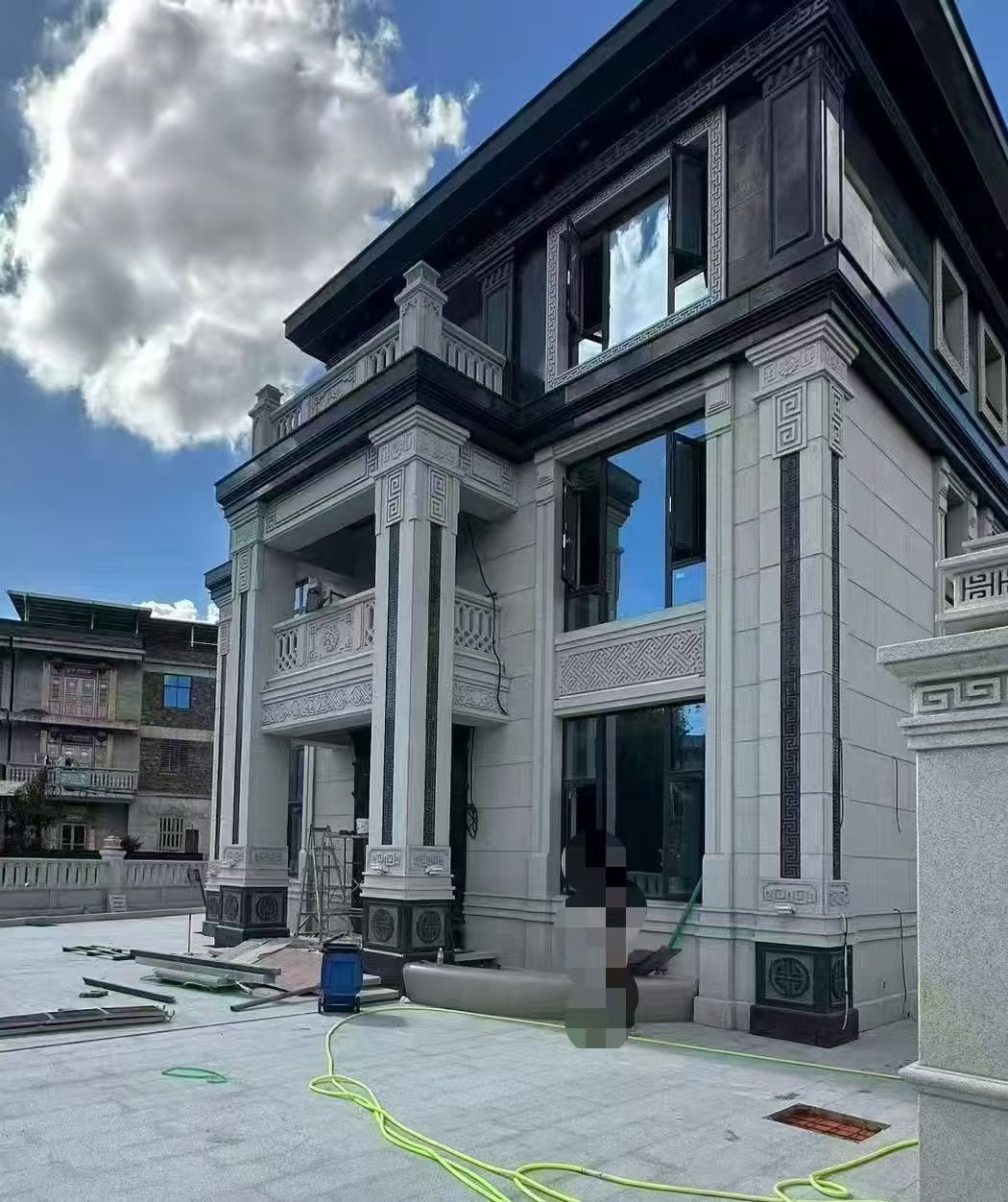 宿州 别墅干挂，芝麻白与芝麻黑完美配合